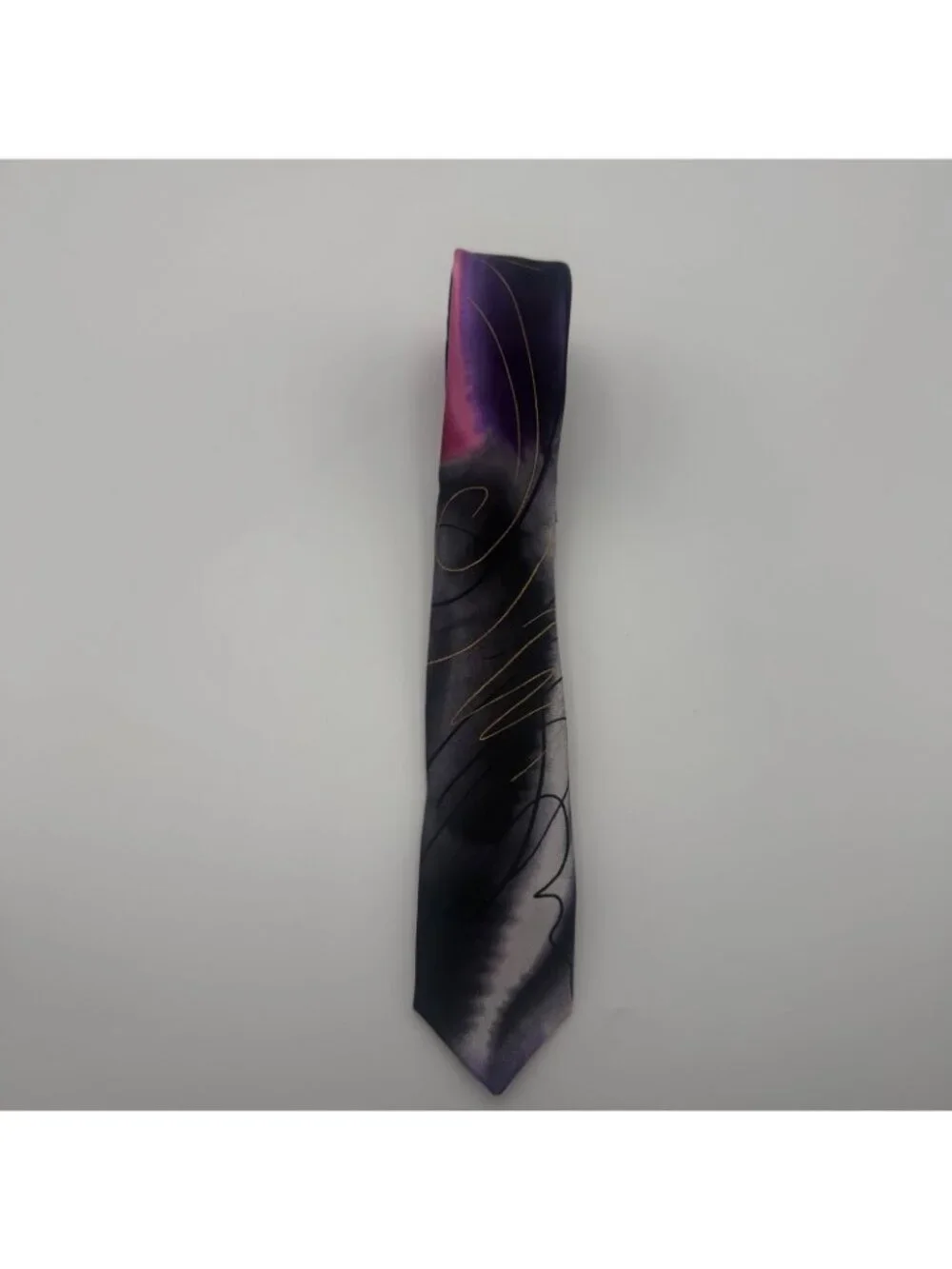 Garcia Men’s Purple Black Red Silk Tie Abstract Drummers Collection 62 Made USA